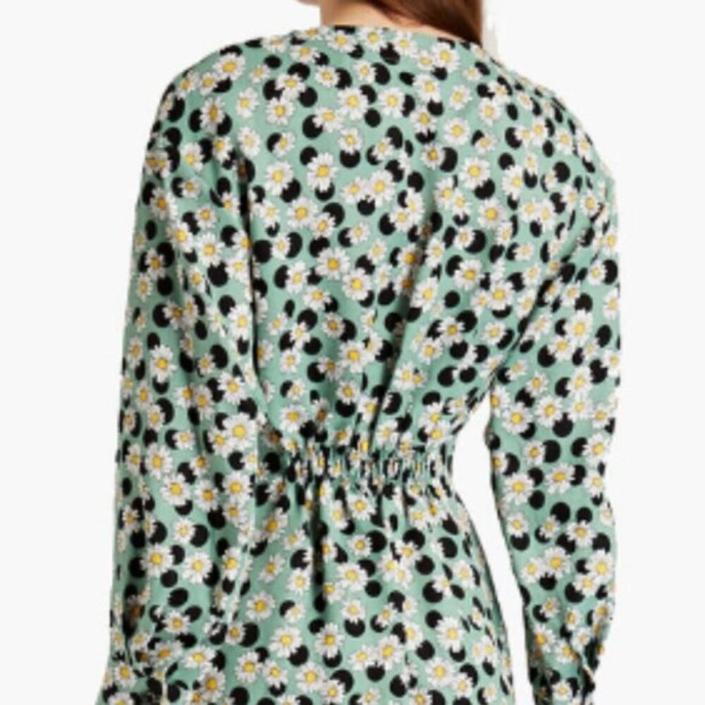 Dress  Polka-dot  Floral-print  Linen-blend  Ruched  Pleated back  Partially ela - Picture 4 of 15